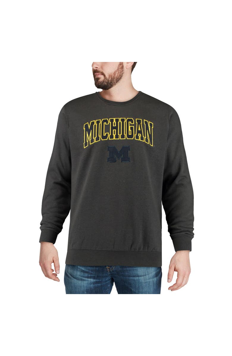 COLOSSEUM Men's Colosseum Charcoal Michigan Wolverines Arch & Logo Crew Neck Sweatshirt, Alternate, color, Charcoal