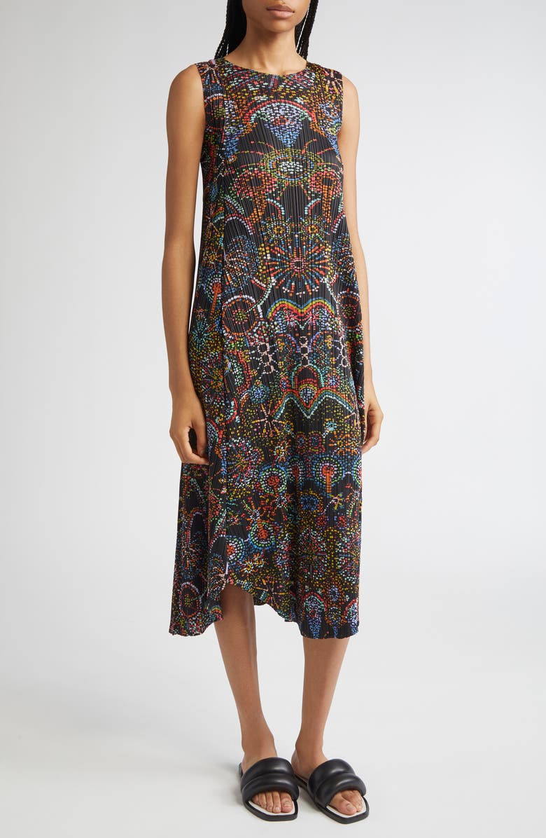Pleats Please Issey Miyake Light Festival Pleated Midi Dress, Alternate, color, Black