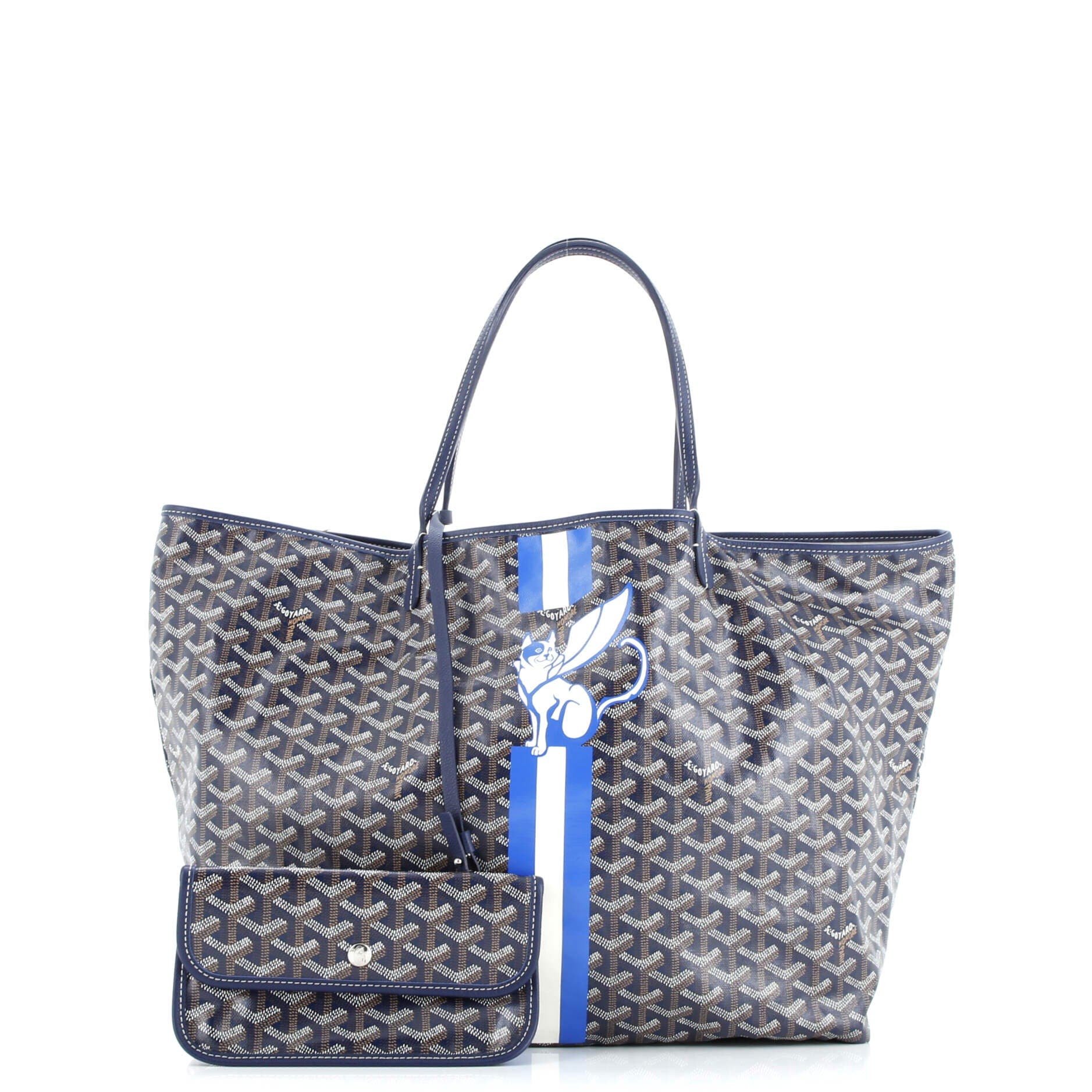 Pre-Owned Goyard Saint Louis Tote Printed Coated Canvas GM, Alternate, color, Blue