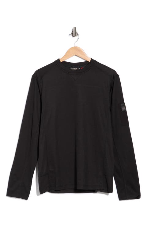 Grid Jacquard Long Sleeve T-Shirt