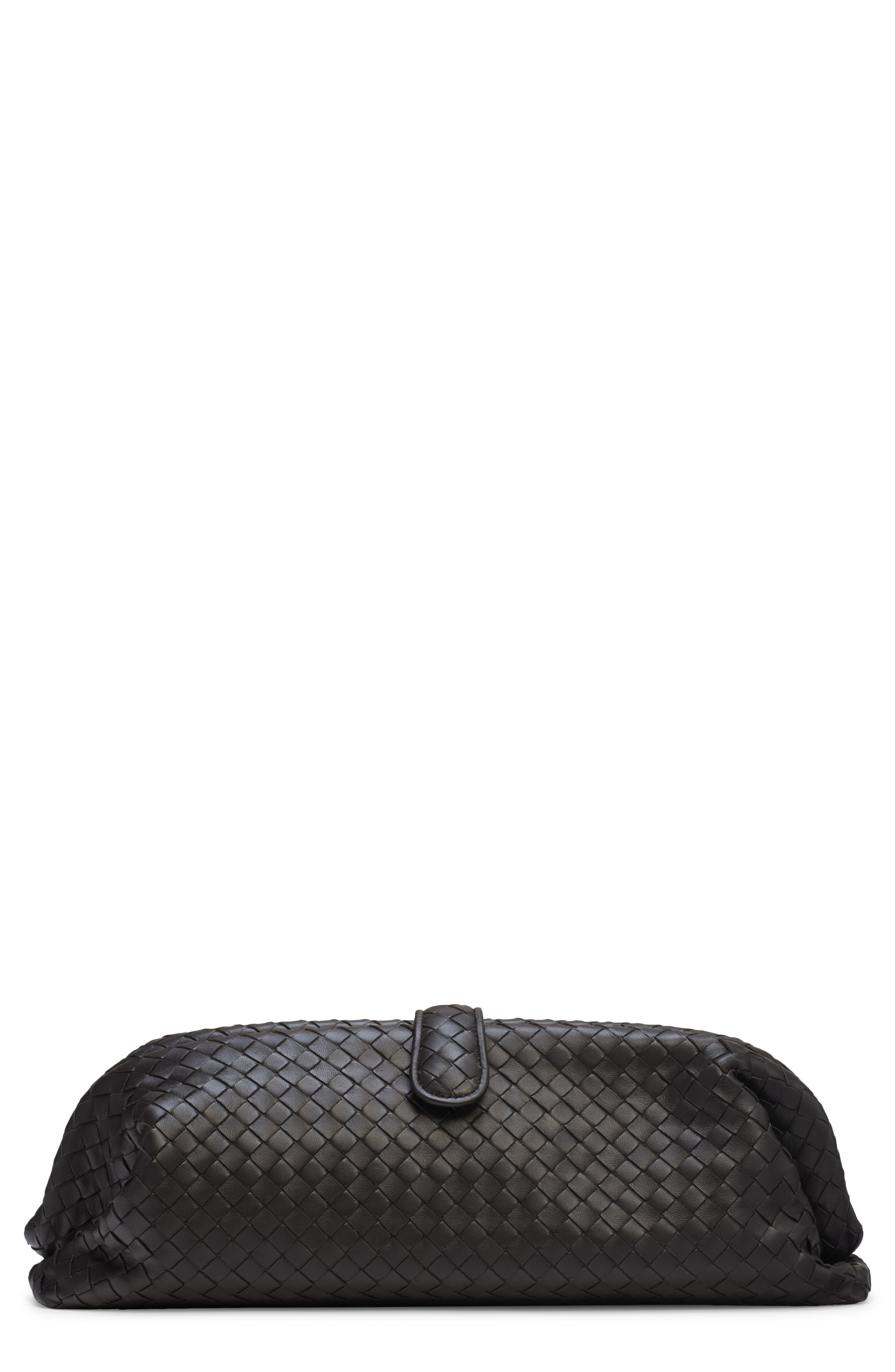 Bottega Veneta Lauren Intrecciato Clutch, Main, color, 2094 Espresso-Brass V