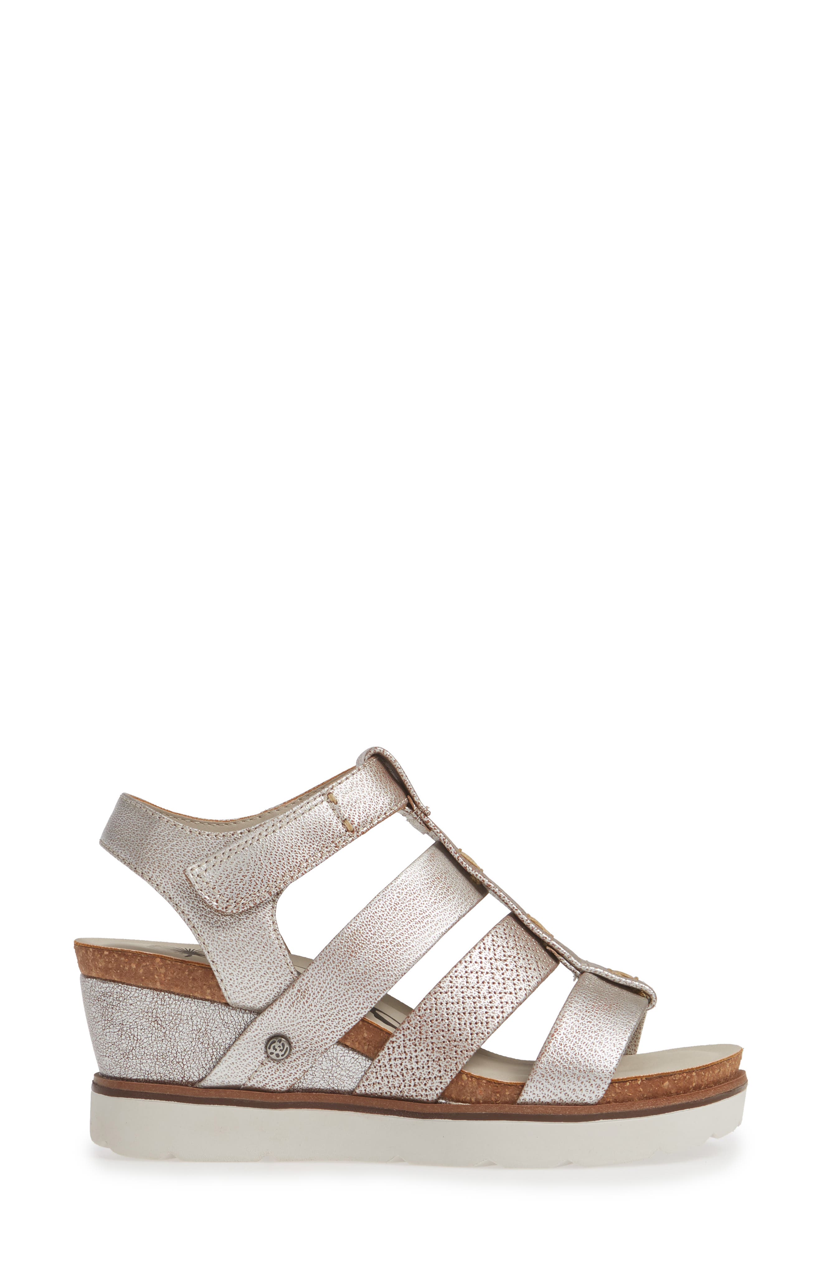 New Moon Wedge Sandal, Alternate, color, SILVER LEATHER
