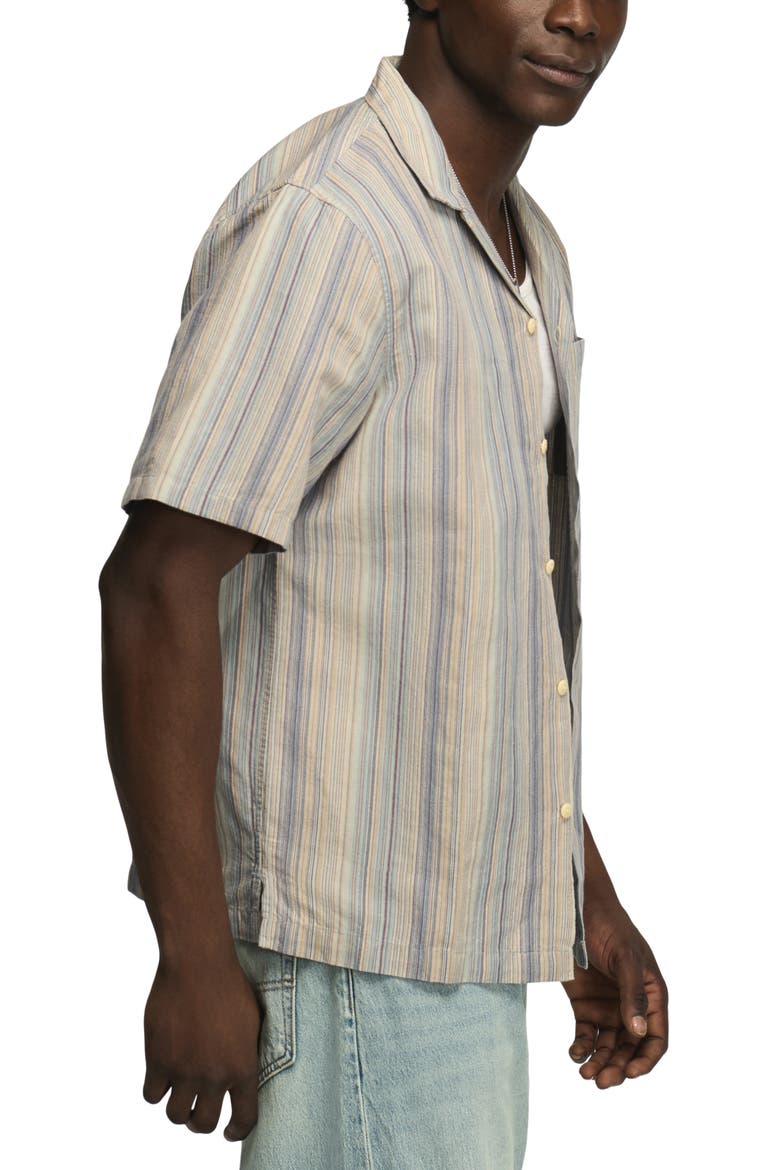 Stripe Cotton Camp Shirt, Alternate, color, BLUE MULTI