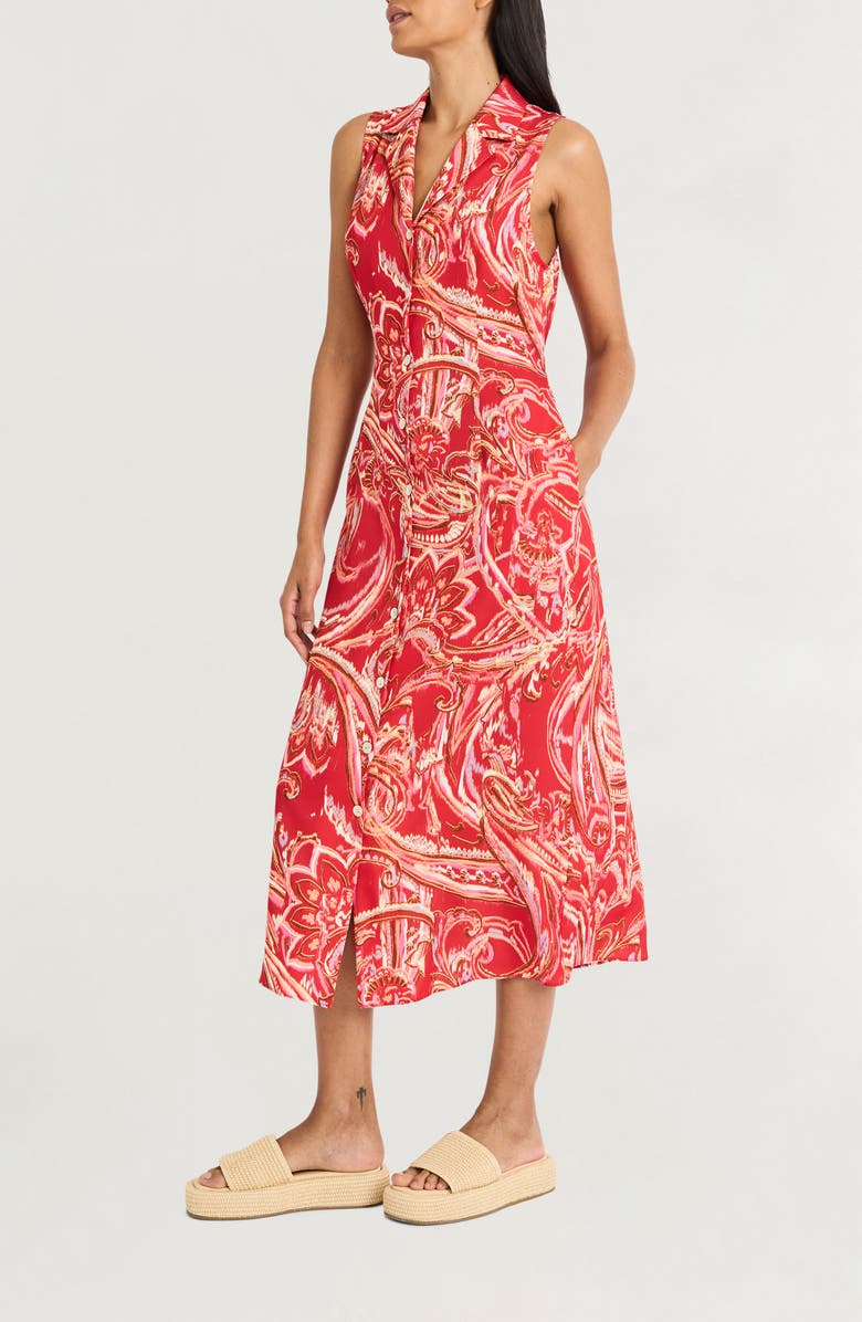 The Good Journey Sleeveless Shirtdress, Alternate, color, Red/ Pink