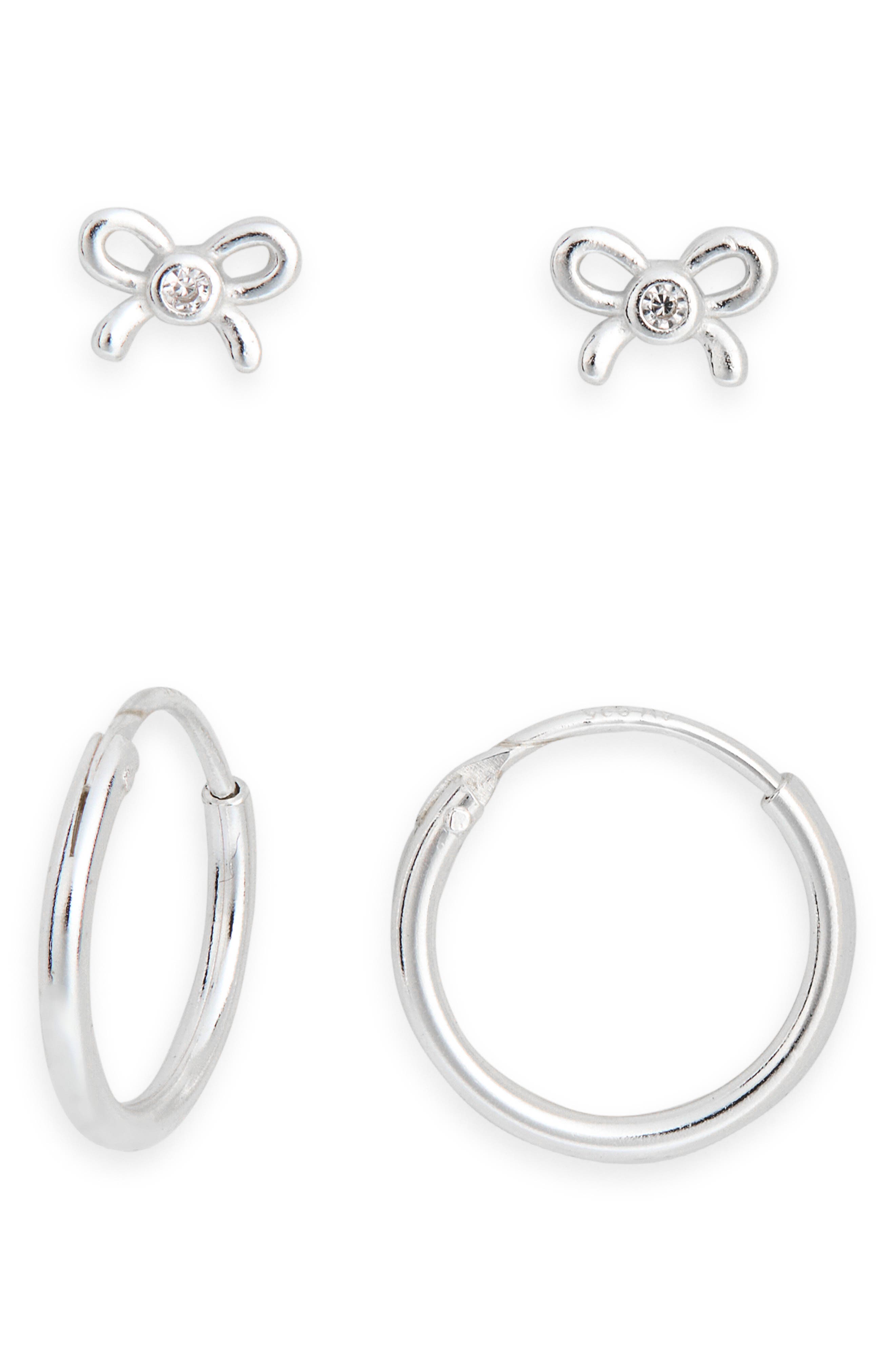 Argento Vivo Sterling Silver Set of 2 Hoop Bow Earrings