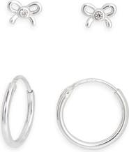 Argento Vivo Sterling Silver Set of 2 Hoop Bow Earrings