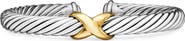 David Yurman X Classic Cable Station Bracelet in Silver with 14K Gold, 7mm