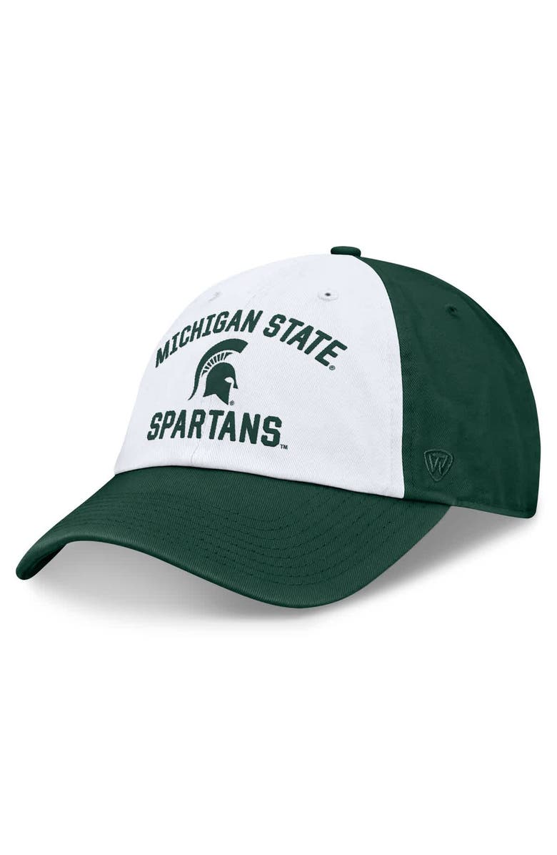 TOP OF THE WORLD Men's Top of the World White/Green Michigan State Spartans Heritage Weston Adjustable Hat, Main, color, White