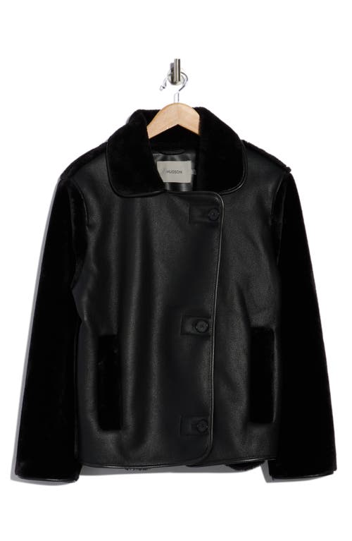 Hudson Jeans Faux Leather & Faux Shearling Jacket In Black