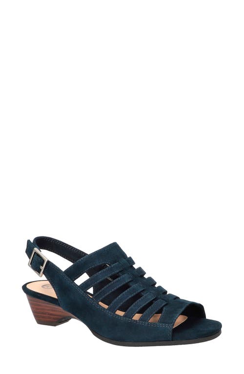 Bella Vita Yakira Strappy Wedge Sandal In Navy Kidsuede Leather
