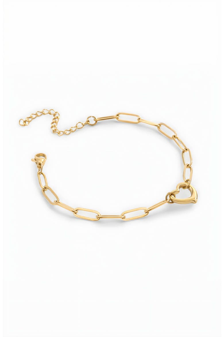 Open Heart Paperclip Chain Bracelet, Alternate, color, Gold