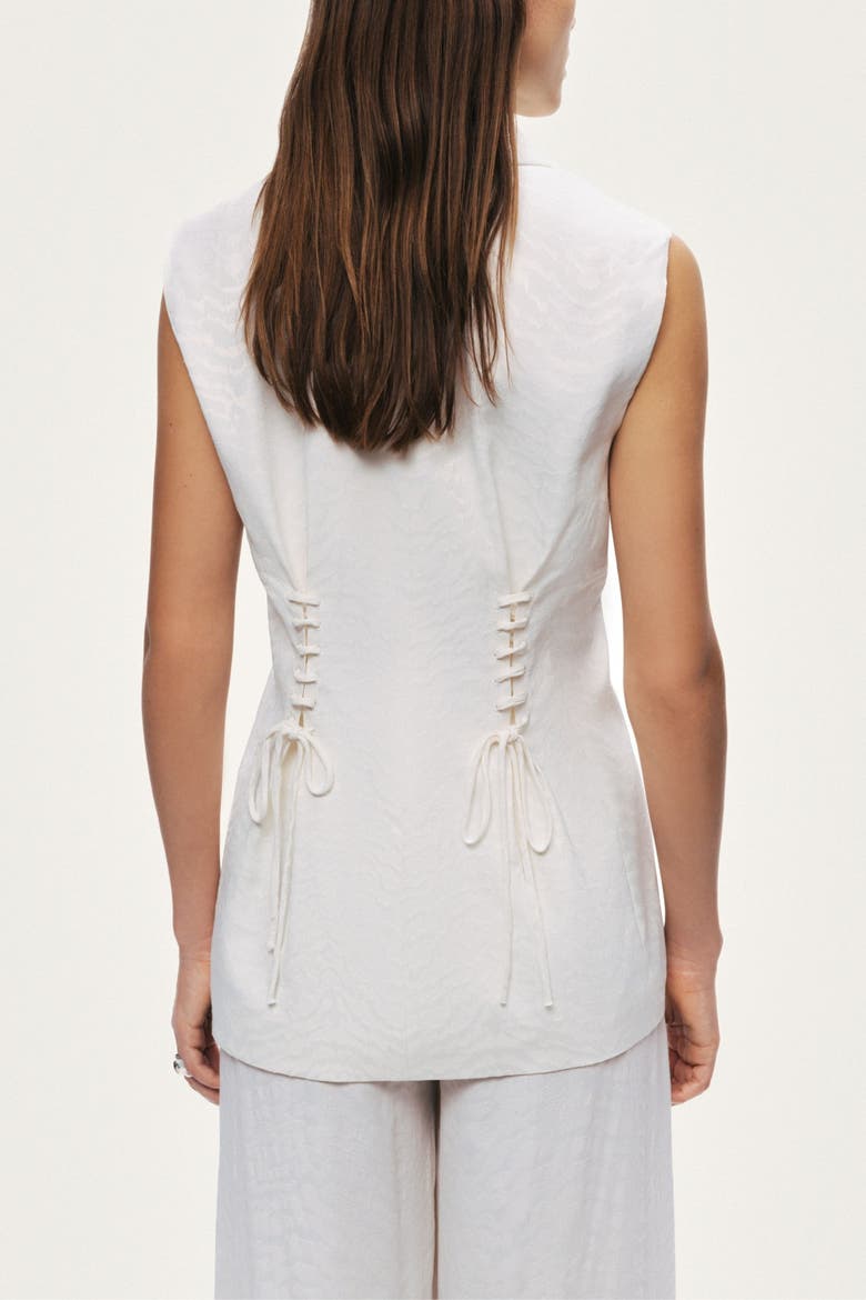 Lace-Up Waist Tailored Vest, Alternate, color, Ivory