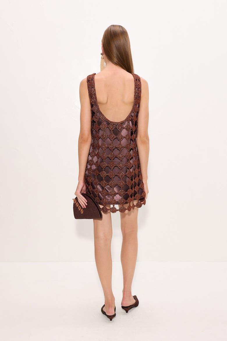 Sina Crochet Mini Dress, Alternate, color, Copper/Choco Brown