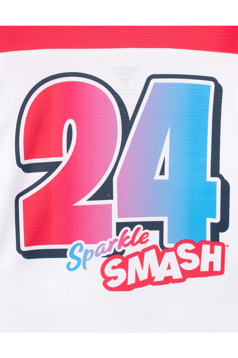 Athletic Long Sleeve Hockey Jersey Shirt, Alternate, color, Sparkle Smash White