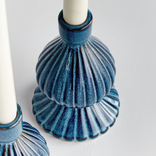 Napa Home & Garden Mela Taper Candle Holders Set Of 2 In Blue