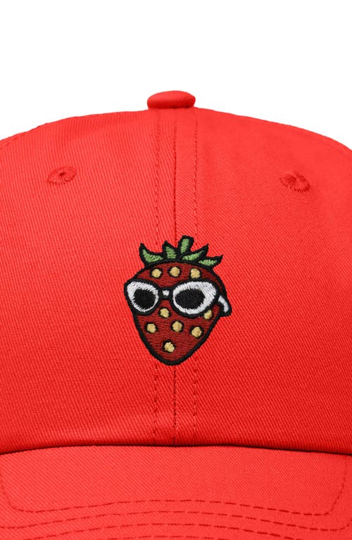 Dalix Strawberry Embroidered Casual Cap In Red