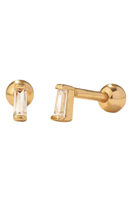 Made By Mary Cubic Zirconia Baguette Stud Earrings In Gold