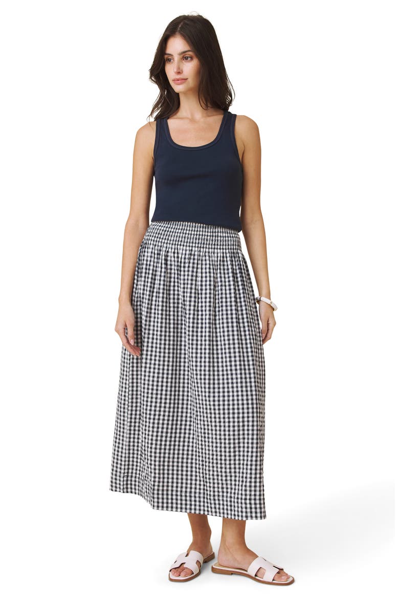 Gigi Gingham A-Line Skirt, Alternate, color, NAVY/WHITE