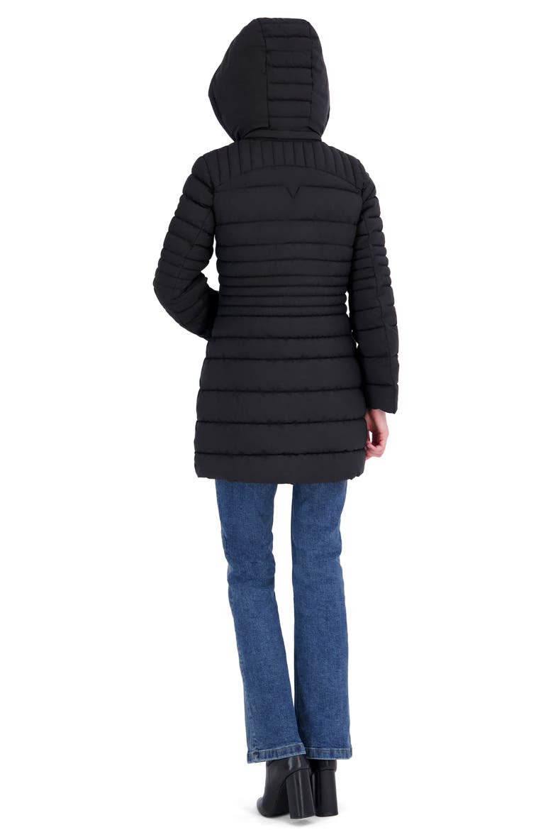 Stretch Puffer Jacket with Removable Hood, Alternate, color, BLACK