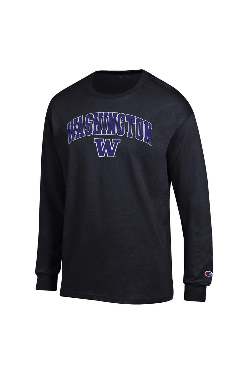 Champion Men's Champion  Black Washington Huskies Arch Over Logo Long Sleeve T-Shirt, Alternate, color, Black