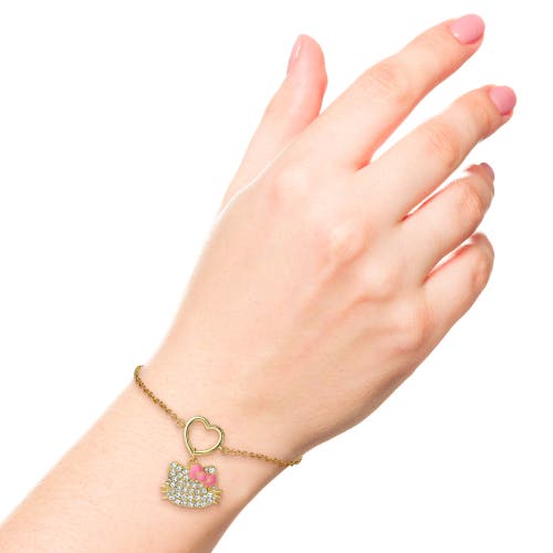 Hello Kitty Pave Heart Charm Bracelet In Gold