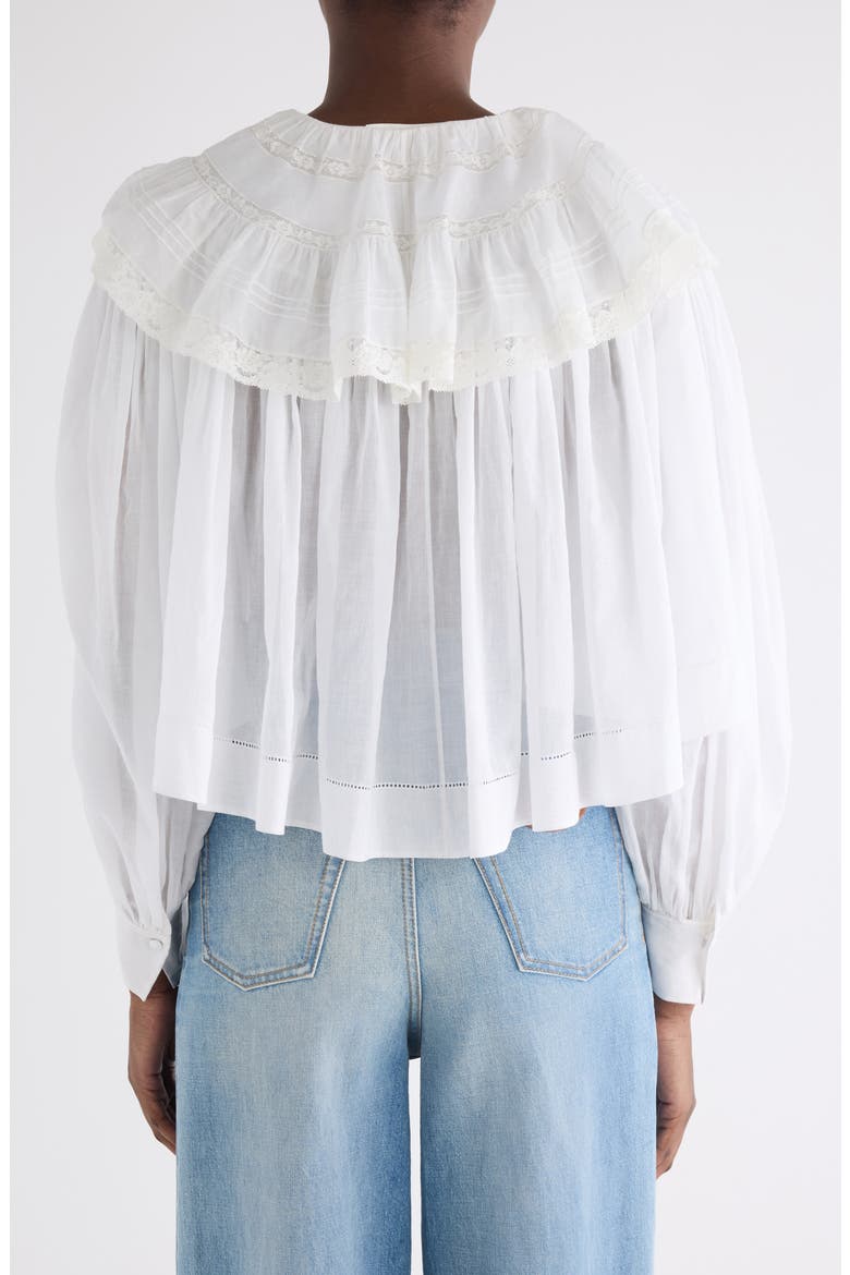 Lace Trim Cotton Pullover Shirt, Alternate, color, ICONIC MILK