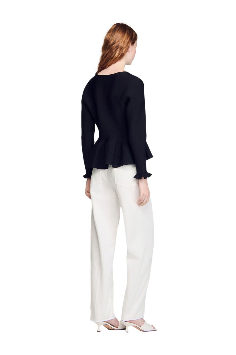 Peplum cardigan, Alternate, color, Black