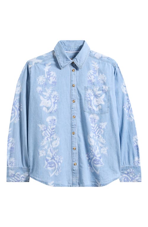 Free People Airbrushed Blossom Denim Shirt