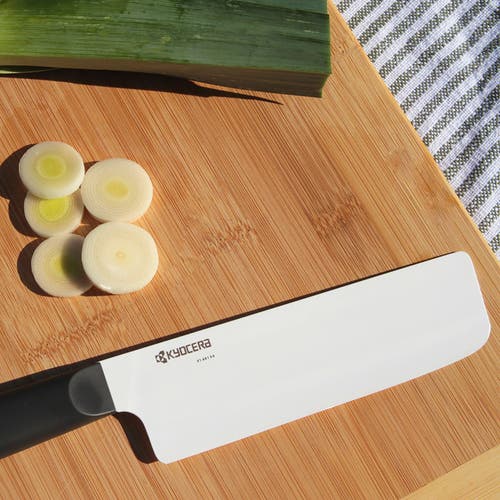 Kyocera Innovationwhite 6-inch Ceramic Nakiri Knife, White Blade With Non-slip Black Handle In Black