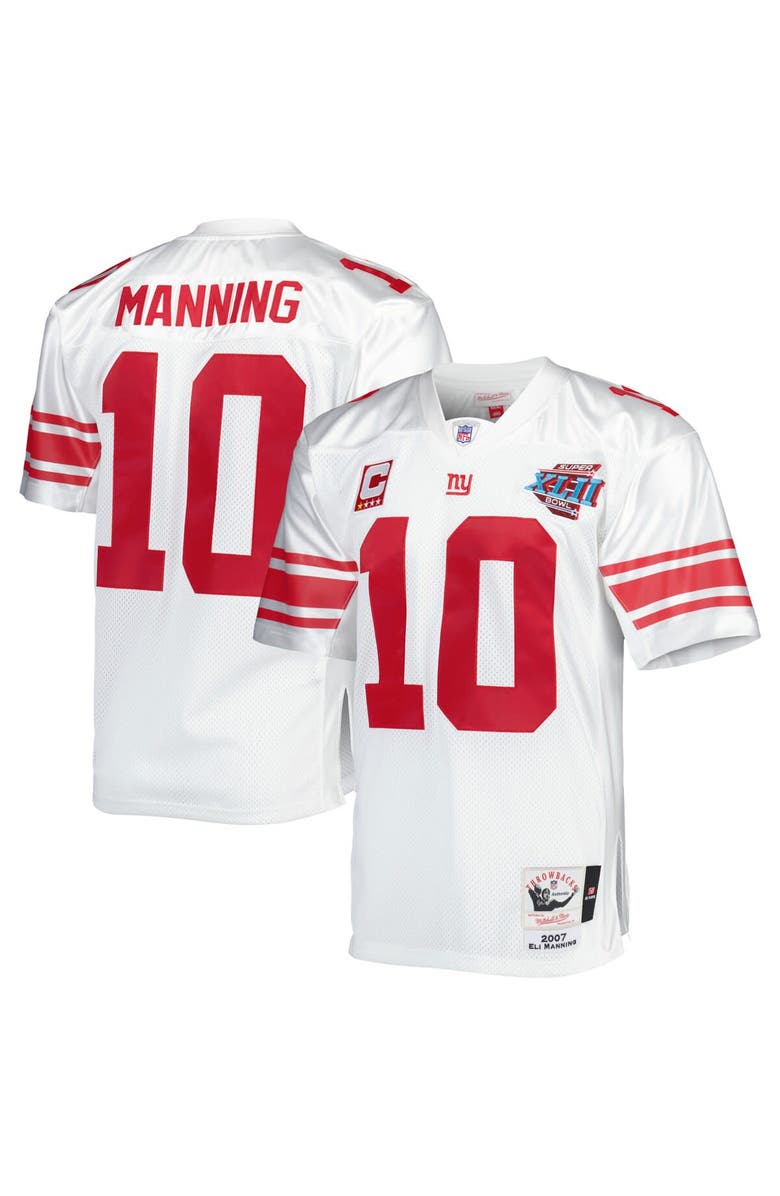 Mitchell & Ness Men's Mitchell & Ness Eli Manning White New York Giants 2007 Authentic Throwback Retired Player Jersey, Main, color, 