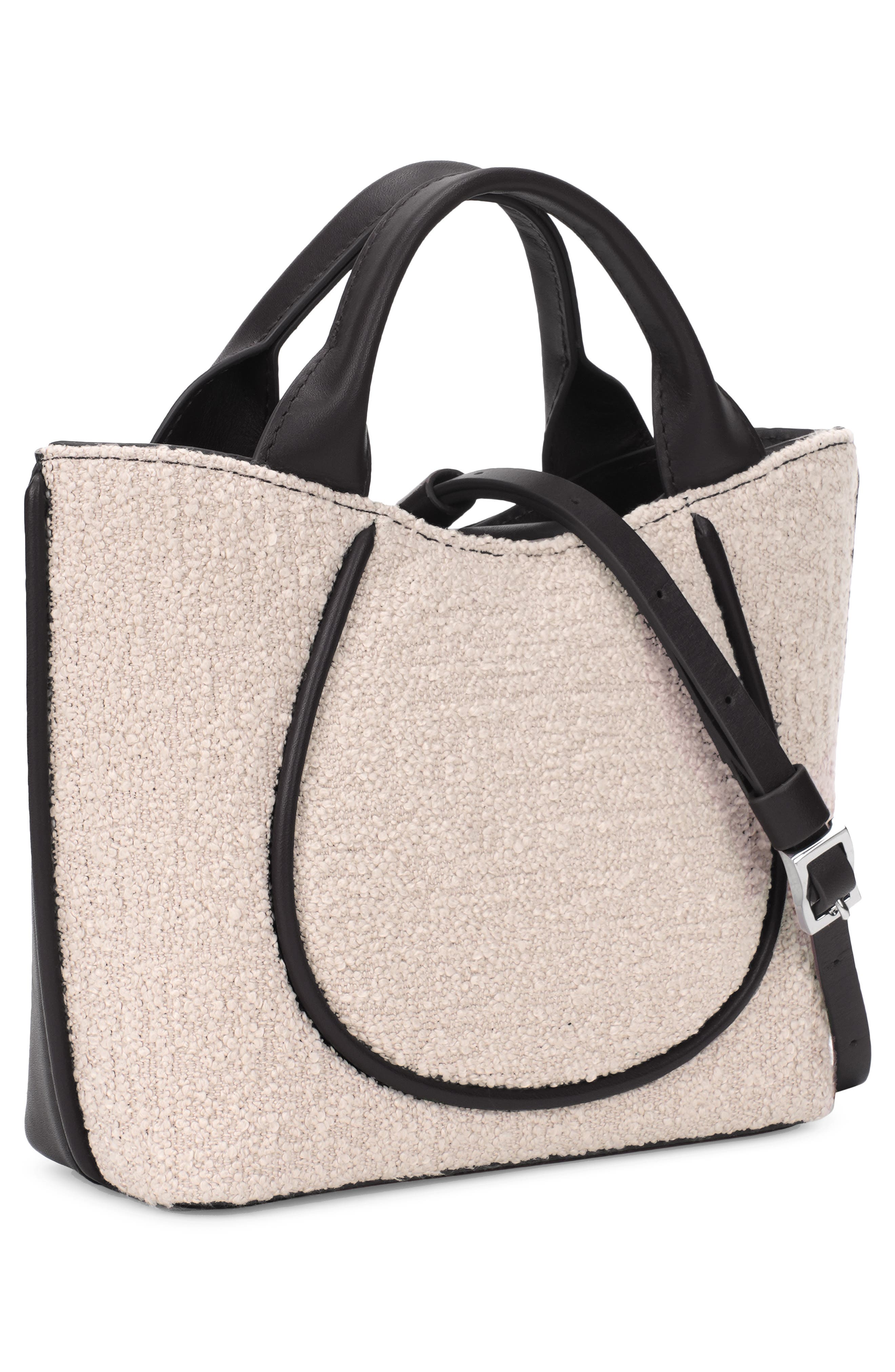 Katrina Mini Bouclé Leather Tote, Alternate, color, PUMICE/ BLACK