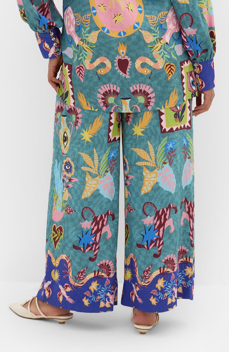 City Chic Mirror Me Tie Waist Wide Leg Pants, Alternate, color, Mystic Gaze