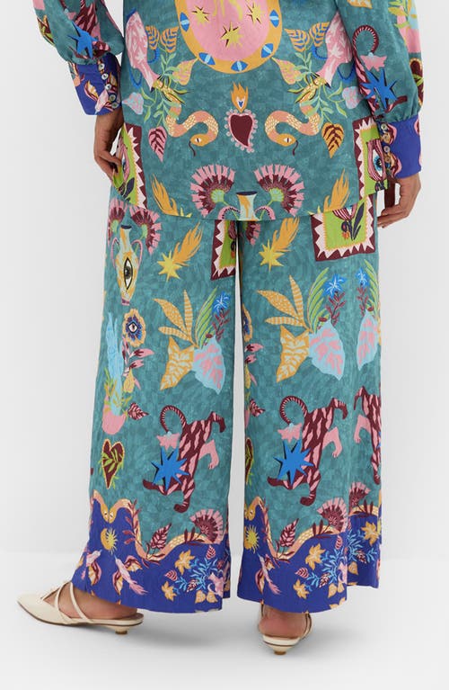 City Chic Mirror Me Tie Waist Wide Leg Pants In Blue