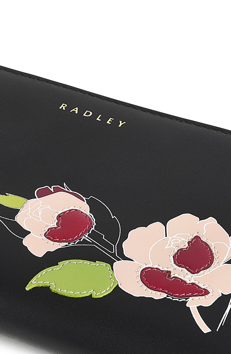 Radley Wild Roses Large Zip Wallet, Alternate, color, Black