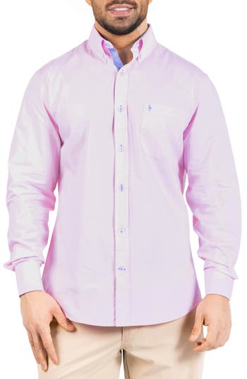 Tailorbyrd Signature Cotton Oxford Button-down Shirt In Pink