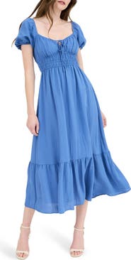 AUGUST SKY Puff Sleeve Midi Dress