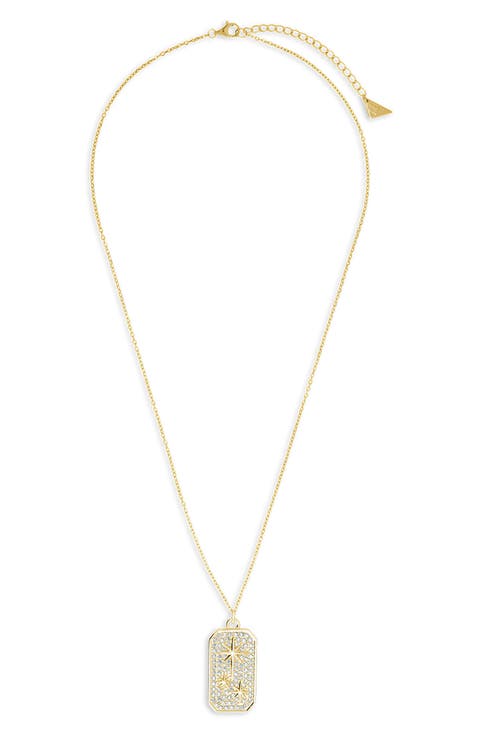 Pav9 Cubic Zirconia North Star Pendant Necklace