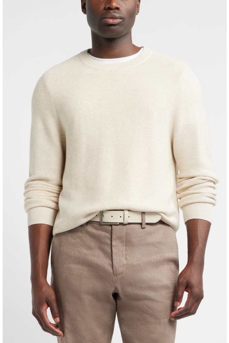 Cotton & Silk Sweater, Main, color, BEIGE OATMEAL LIGHT HEATHER