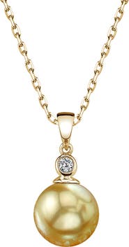 The Pearl Source Golden Pearl & Diamond Michelle Pendant