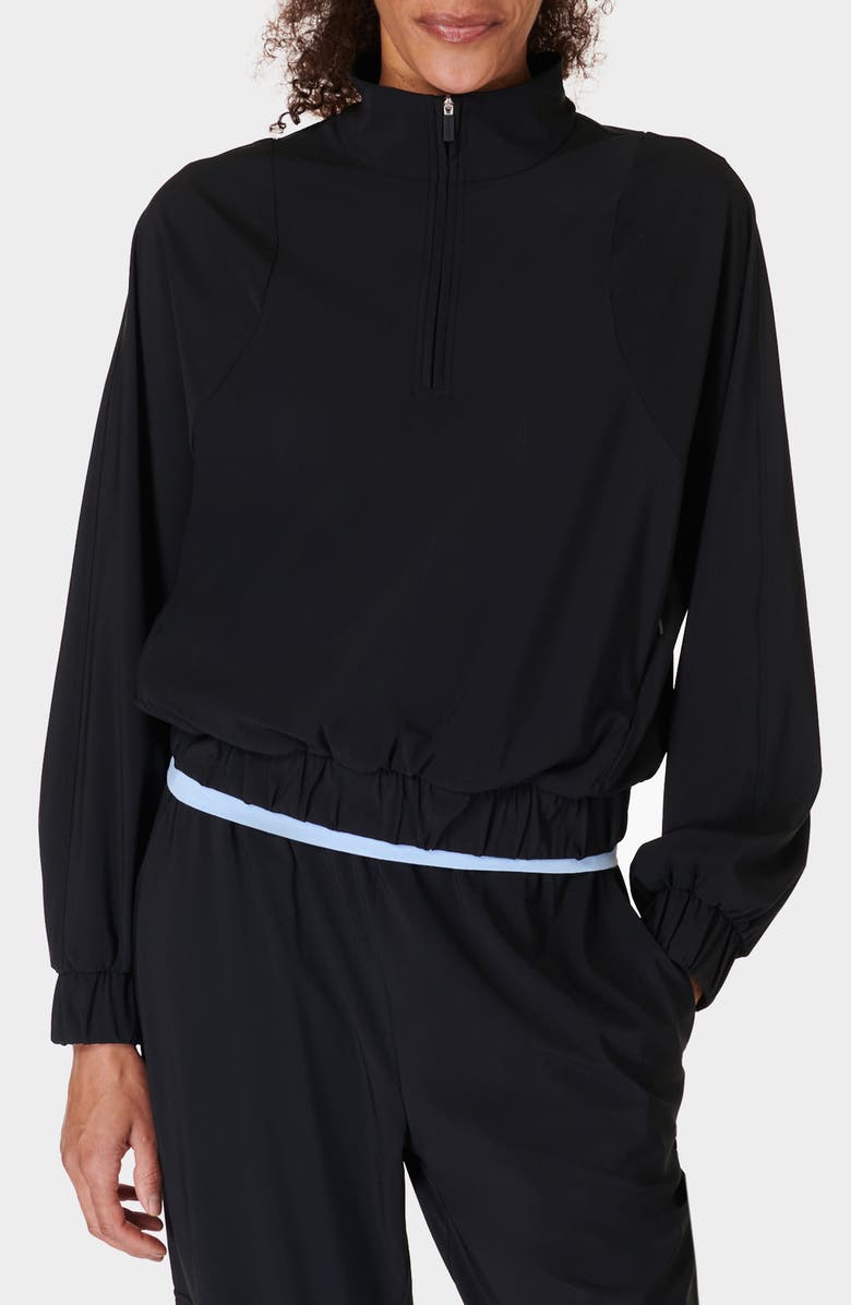 Sweaty Betty Explorer Half Zip Pullover, Main, color, Black