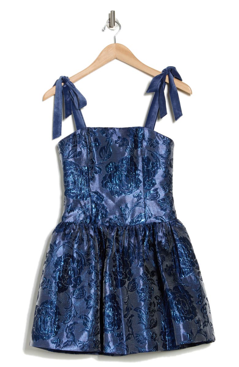 Alice + Olivia Maryann Tie Strap Floral Fit & Flare Minidress, Alternate, color,