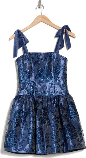 Maryann Tie Strap Floral Fit & Flare Minidress