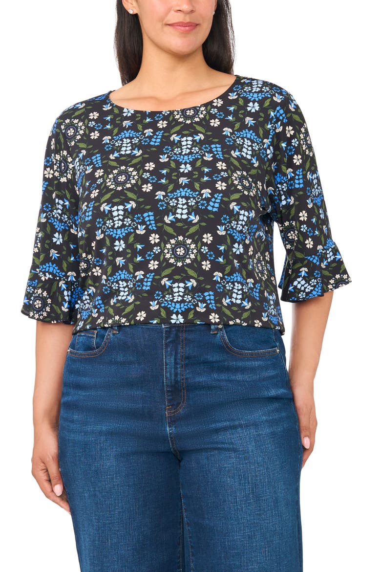 Ruffle Cuff Top, Alternate, color, RICH BLACK