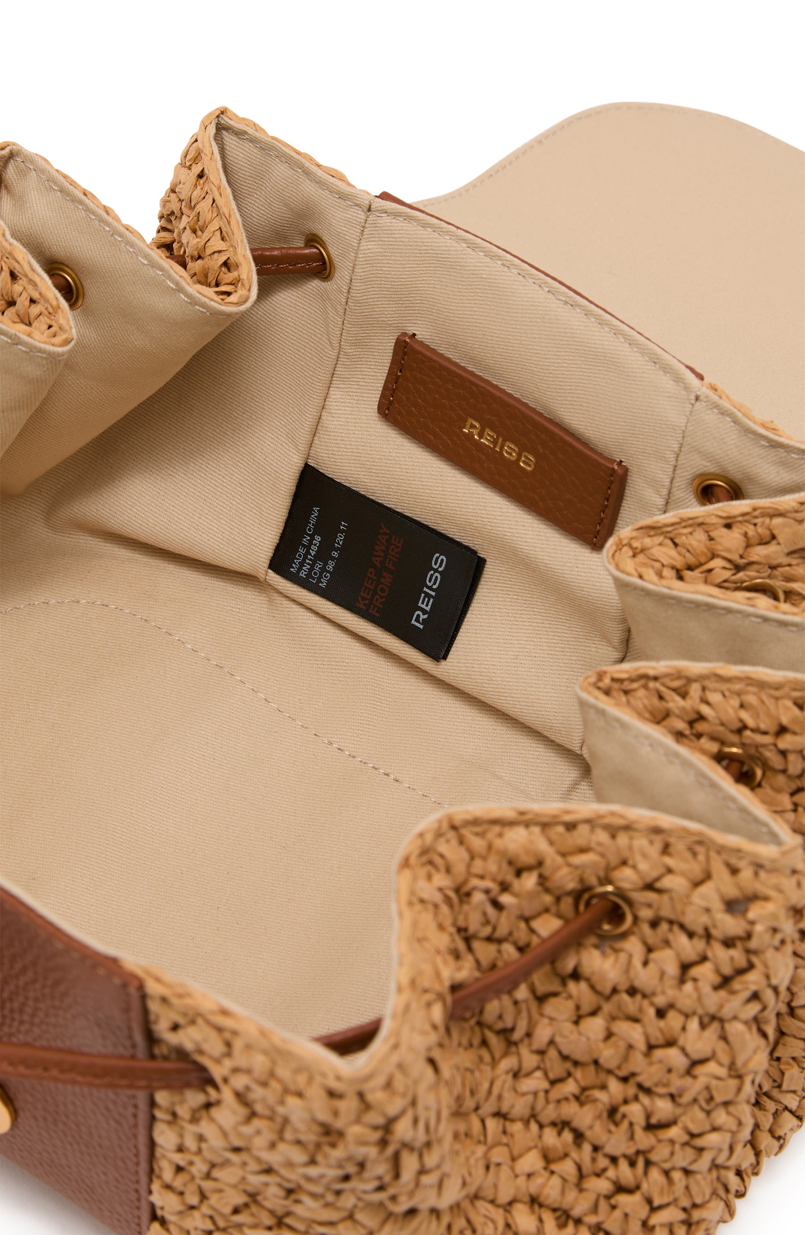 Reiss Lori Raffia Effect Shoulder Bag, Alternate, color, Natural