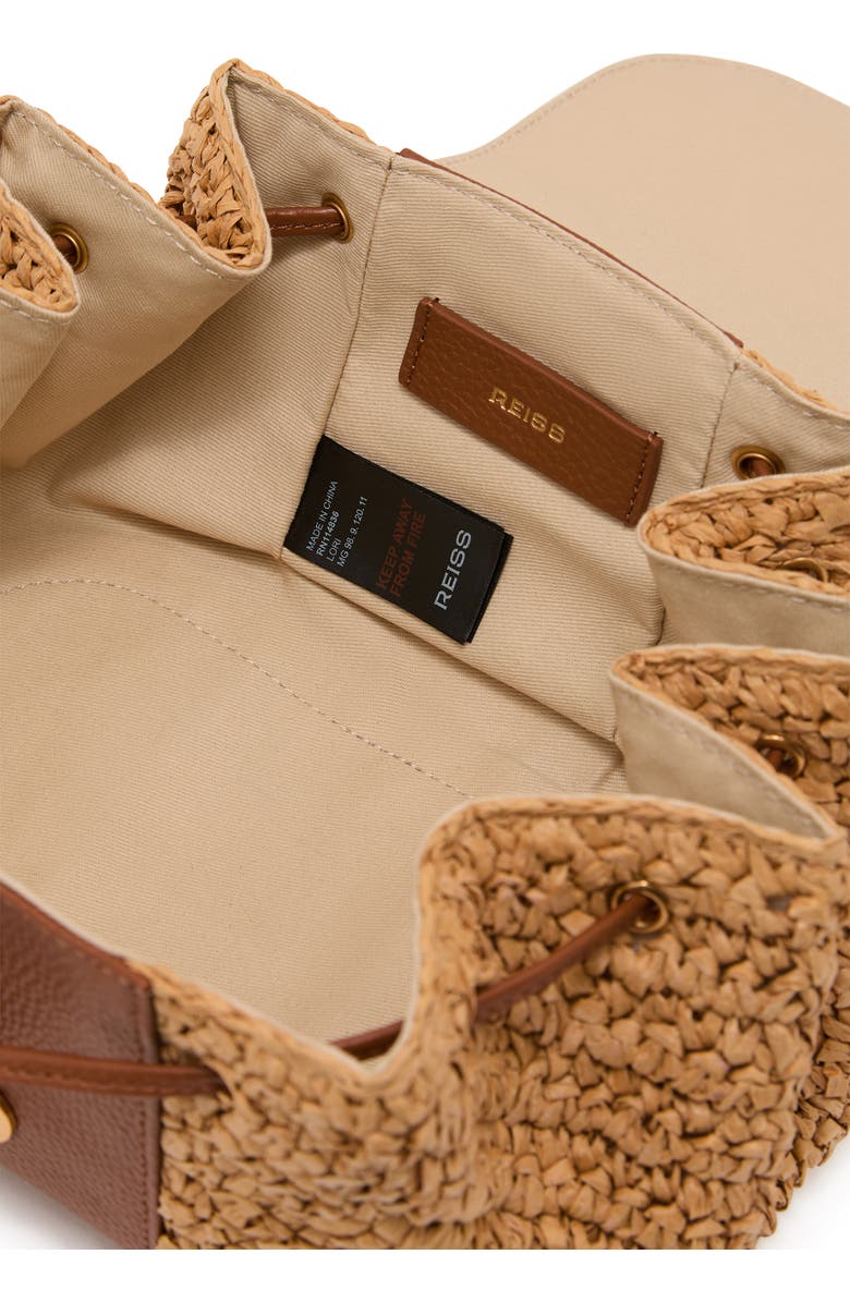 Reiss Lori Raffia Effect Shoulder Bag, Alternate, color, Natural