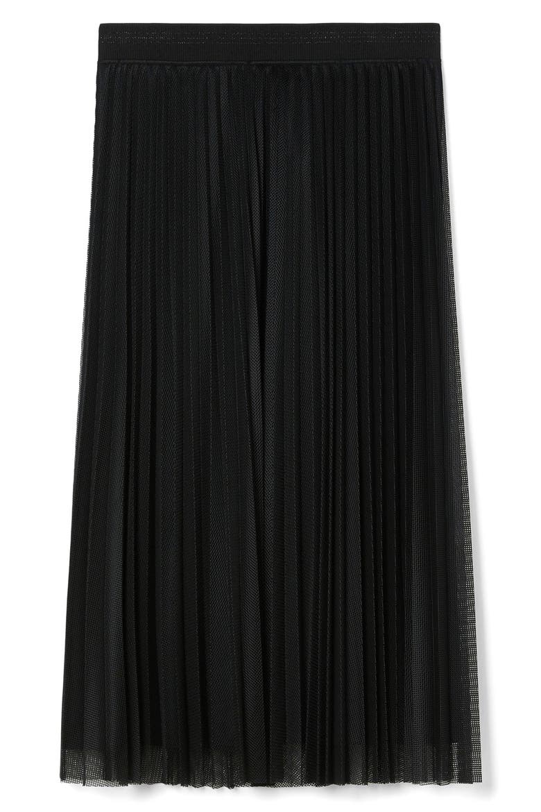 Uscio Pleated Mesh Midi Skirt, Alternate, color, BLACK