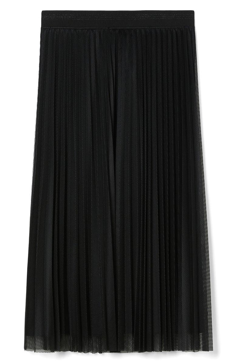 Marina Rinaldi Uscio Pleated Mesh Midi Skirt, Alternate, color, Black