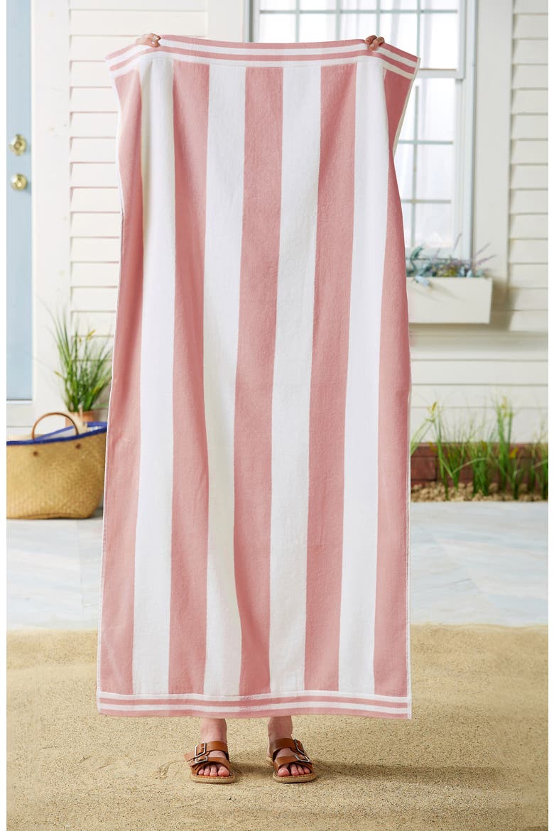 Oversize Stripe Beach Towel, Alternate, color, DUSTY ROSE / WHITE