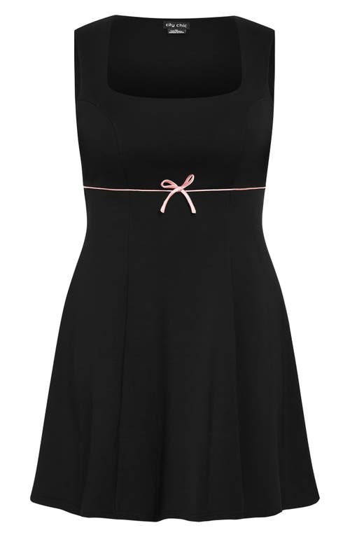 City Chic Bow Cocktail Minidress In Black