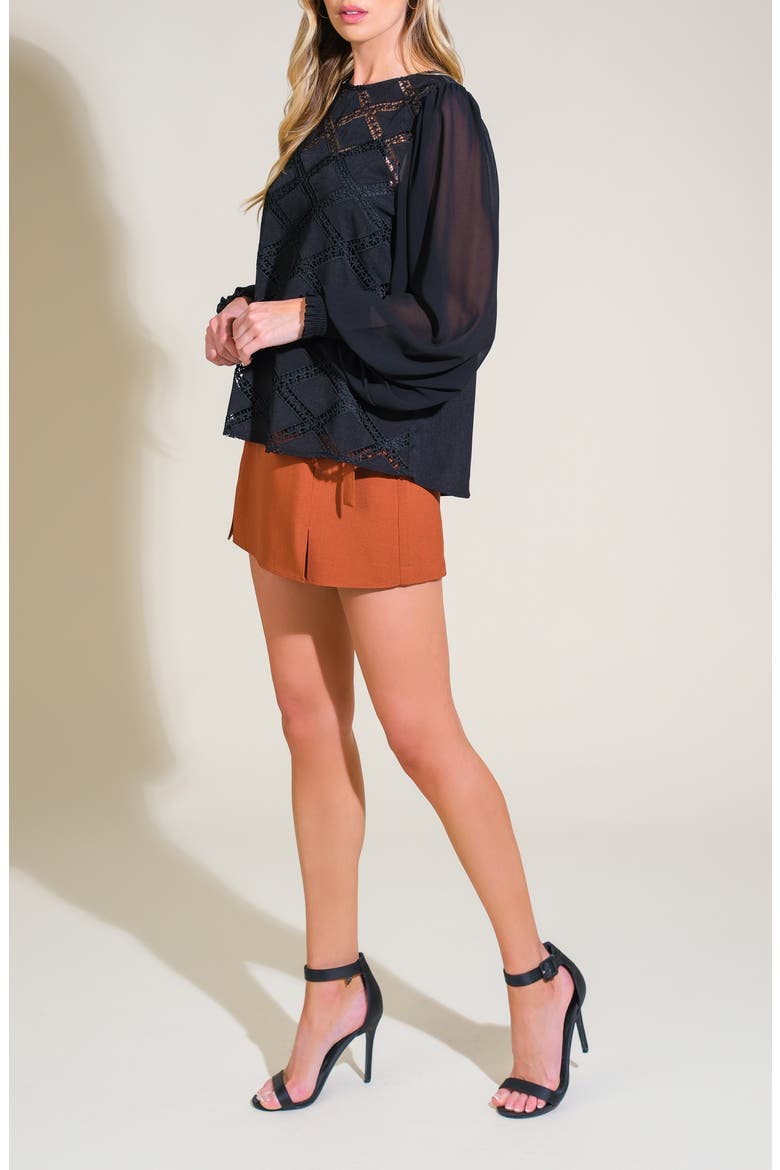 Long Sleeve Mixed Media Top, Alternate, color, BLACK